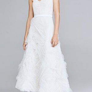 Marchesa Notte Sleeveless Textured Tulle Tea Lengt